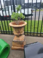 Ocean Rock Raku - Tall Urn with Pedestal.